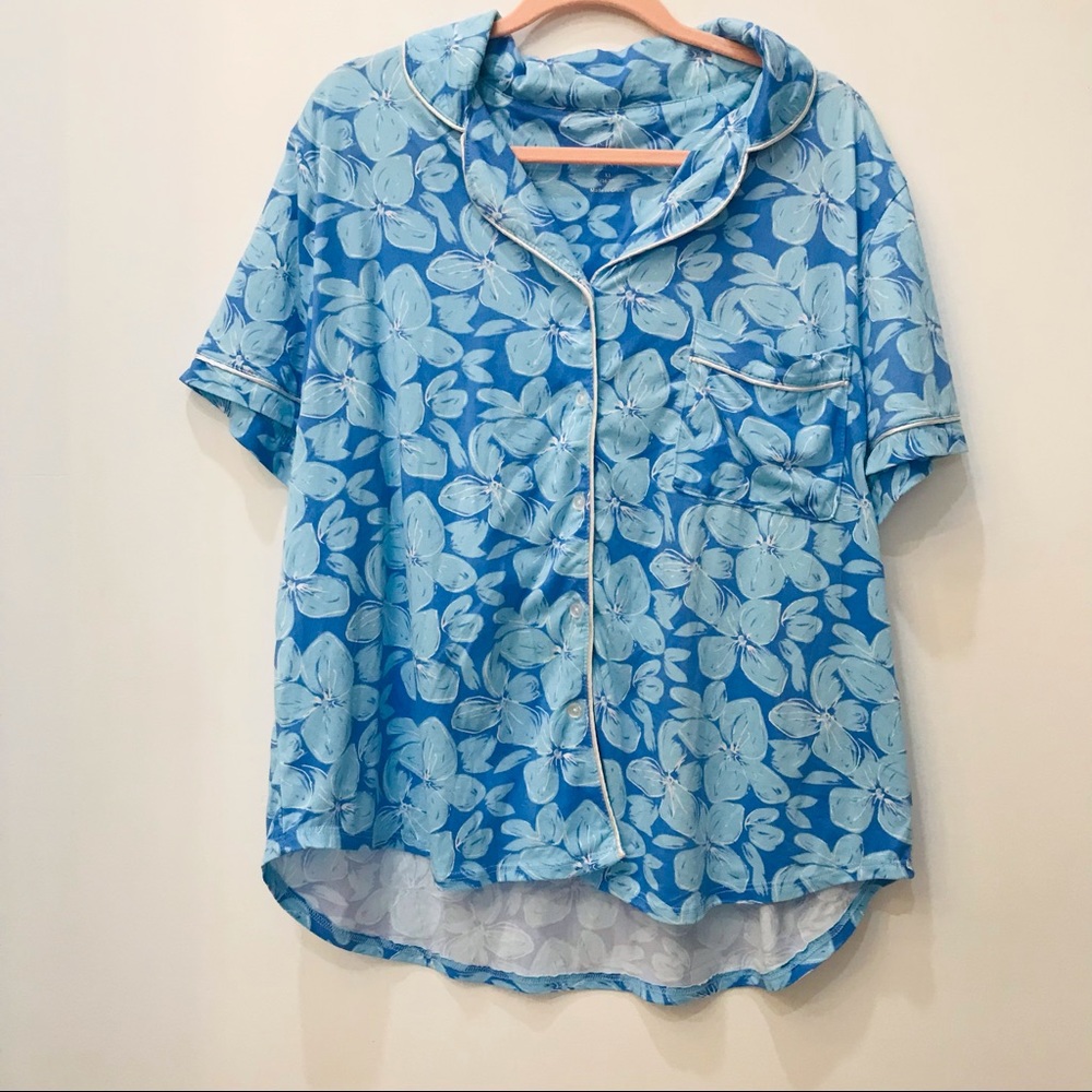 Lauren James floral blue white PJ sleepwear set sz XL - Picture 2 of 8
